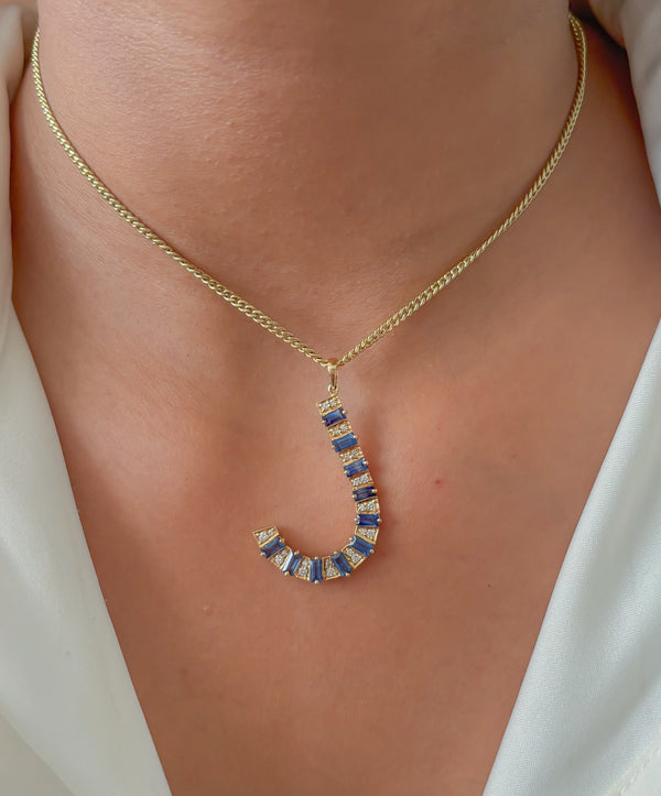Blue Sapphire Diamond Pendant