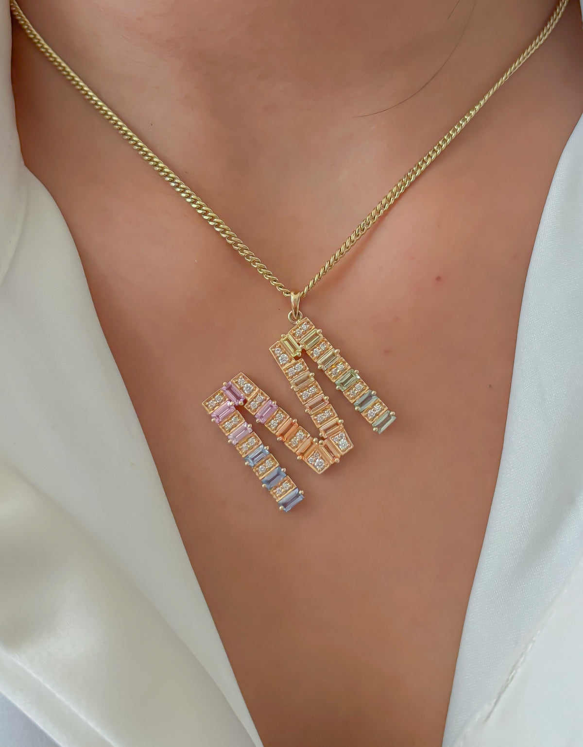 Rainbow Sapphire Diamond Pendant