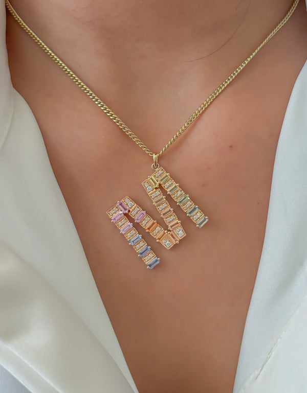 Rainbow Sapphire Diamond Pendant