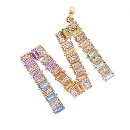 Rainbow Sapphire Diamond Pendant