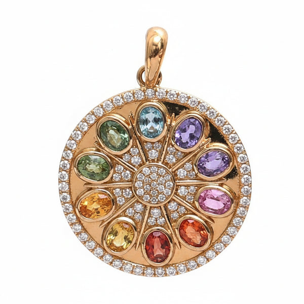 Rainbow Sapphire Diamond Pendant