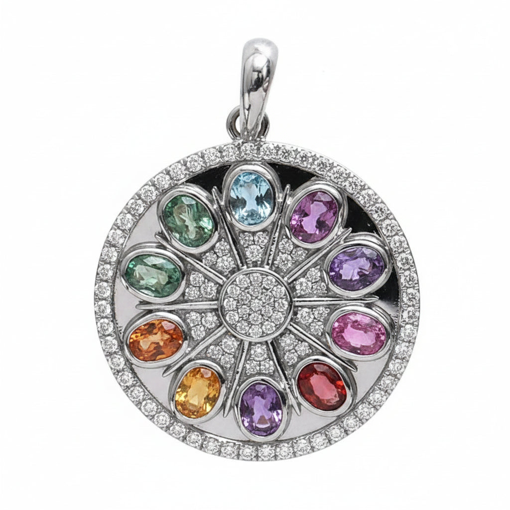Rainbow Sapphire Diamond Pendant
