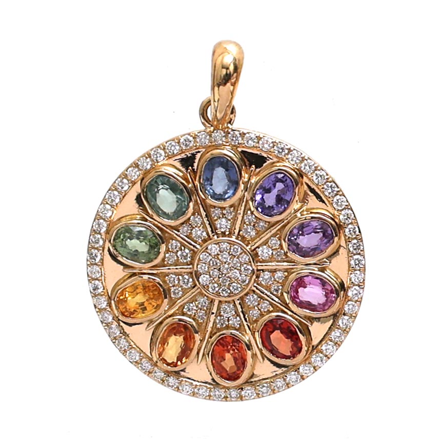 Rainbow Sapphire Diamond Pendant