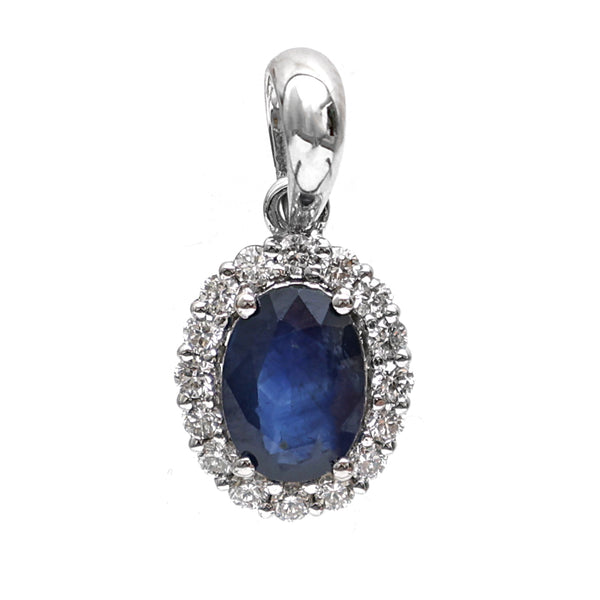 Blue Sapphire Diamond Pendant