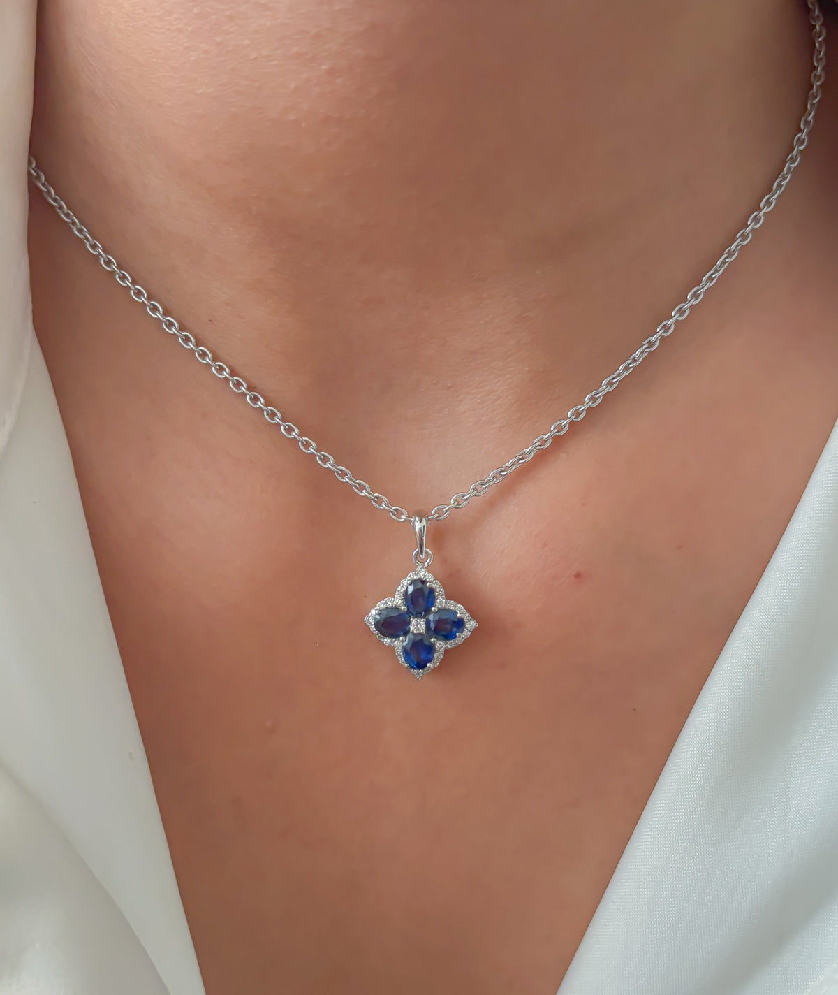 Blue Sapphire Diamond Pendant