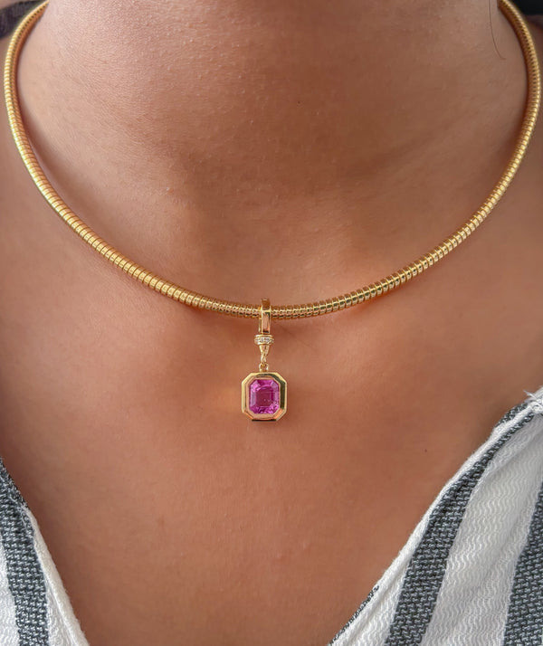Pink Sapphire Diamond Pendant