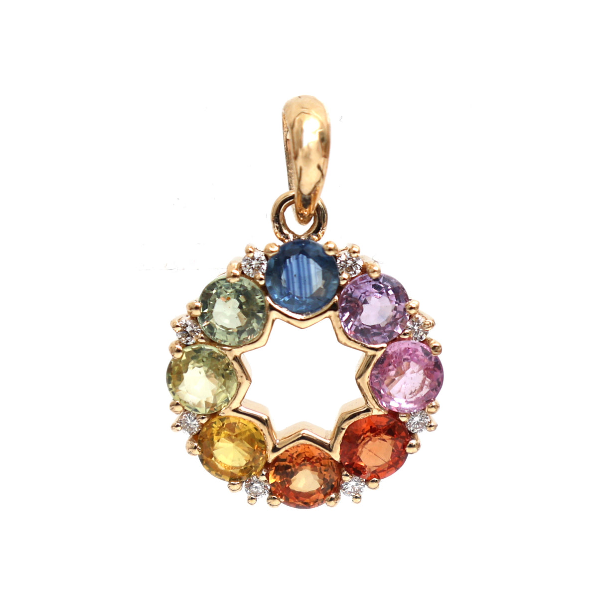 Rainbow Sapphire Diamond Pendant