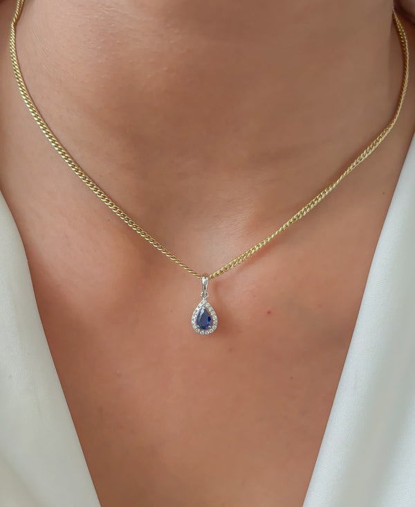 Blue Sapphire Diamond Pendant