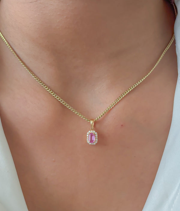 Pink Sapphire Diamond Pendant