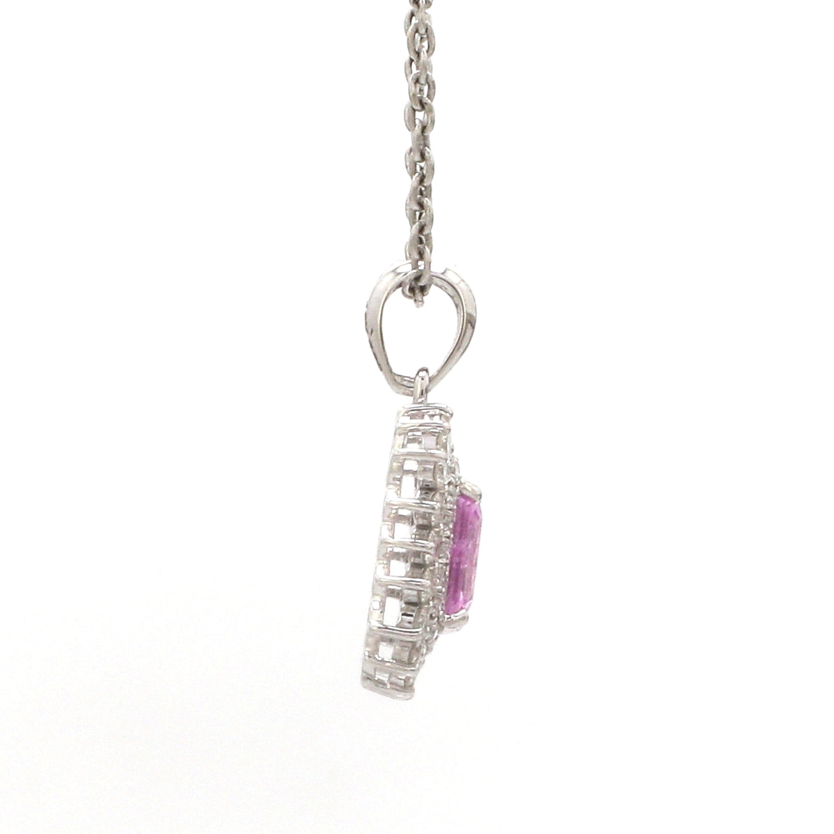 Pink Sapphire Octagon Double Halo Pendant