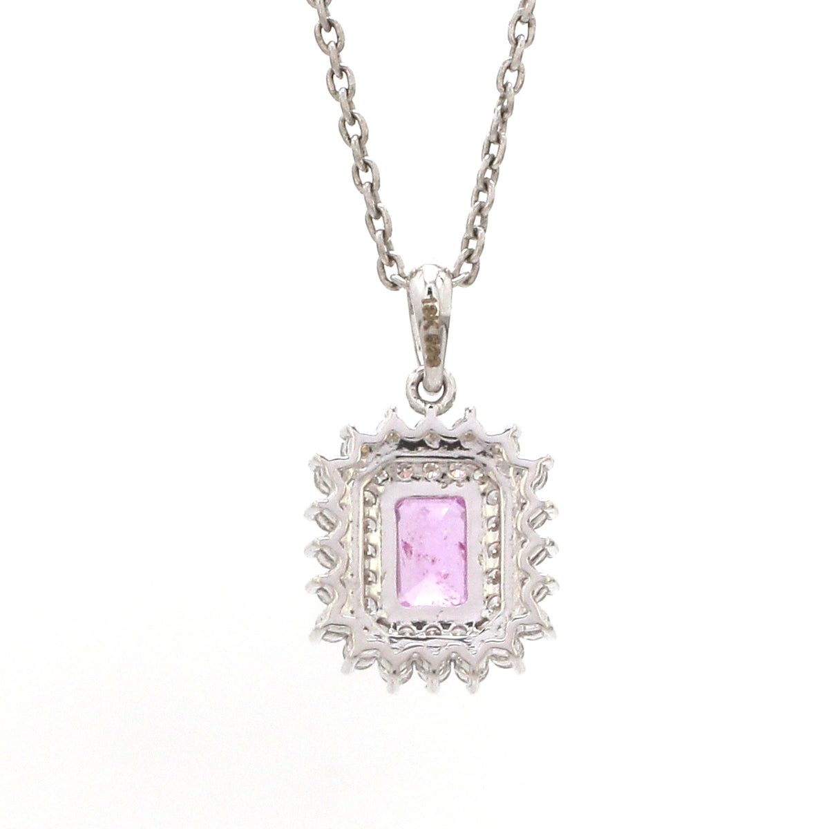 Pink Sapphire Octagon Double Halo Pendant