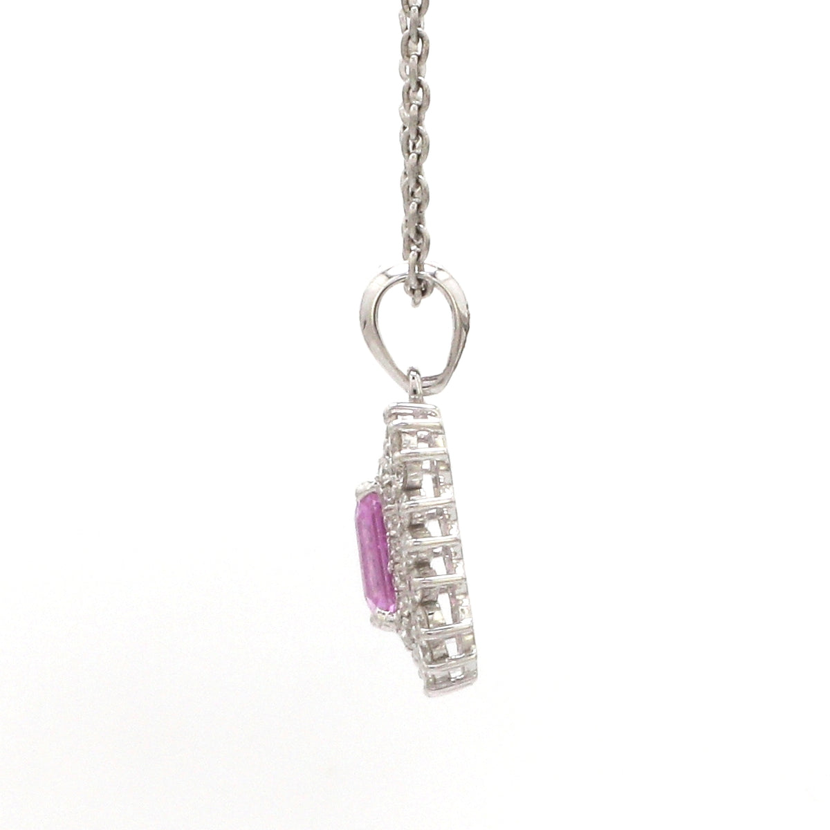 Pink Sapphire Octagon Double Halo Pendant