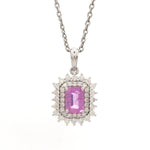 Pink Sapphire Octagon Double Halo Pendant