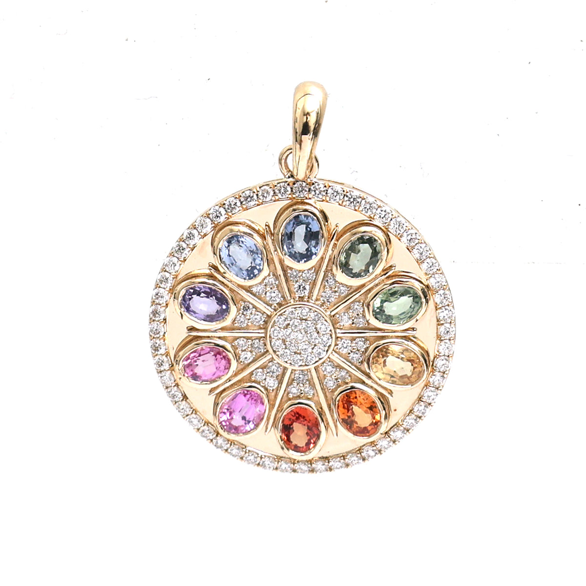 Rainbow Sapphire Diamond Pendant