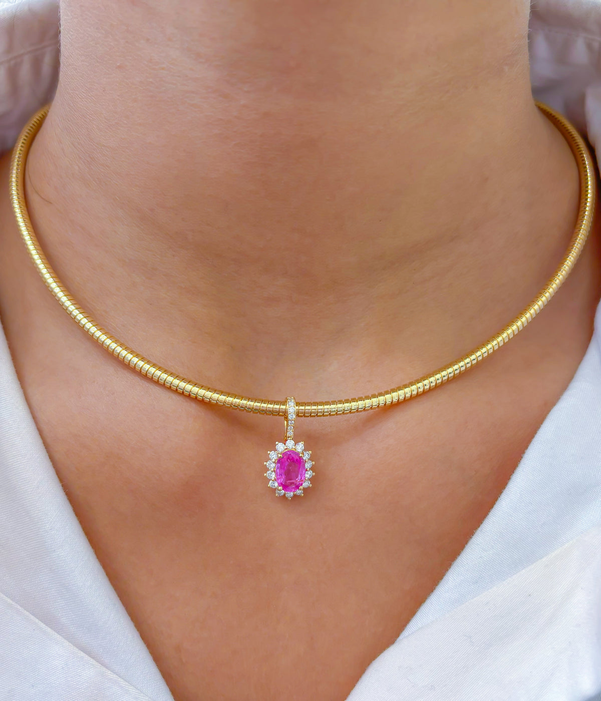 Diamond Pink Sapphire Pendant