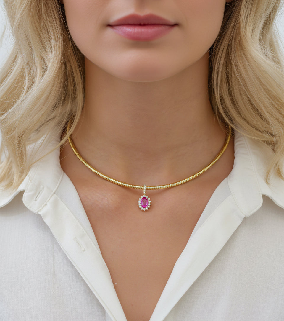 Diamond Pink Sapphire Pendant