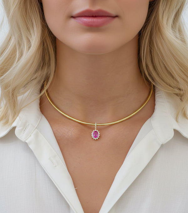 Diamond Pink Sapphire Pendant