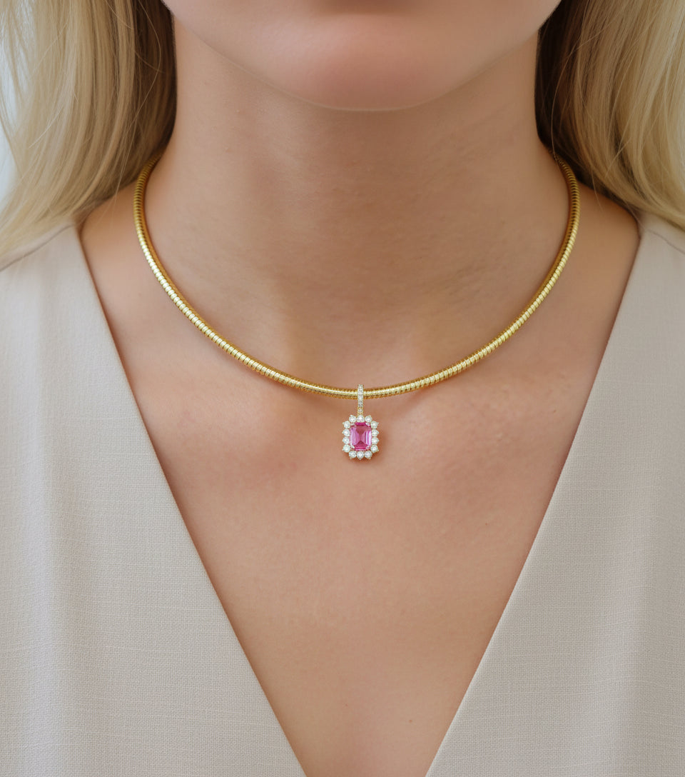 Diamond Pink Sapphire Pendant