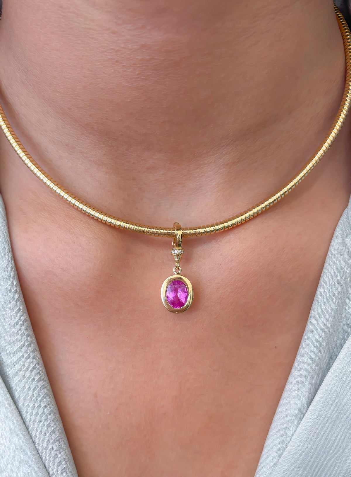 Pink Sapphire Diamond Pendant
