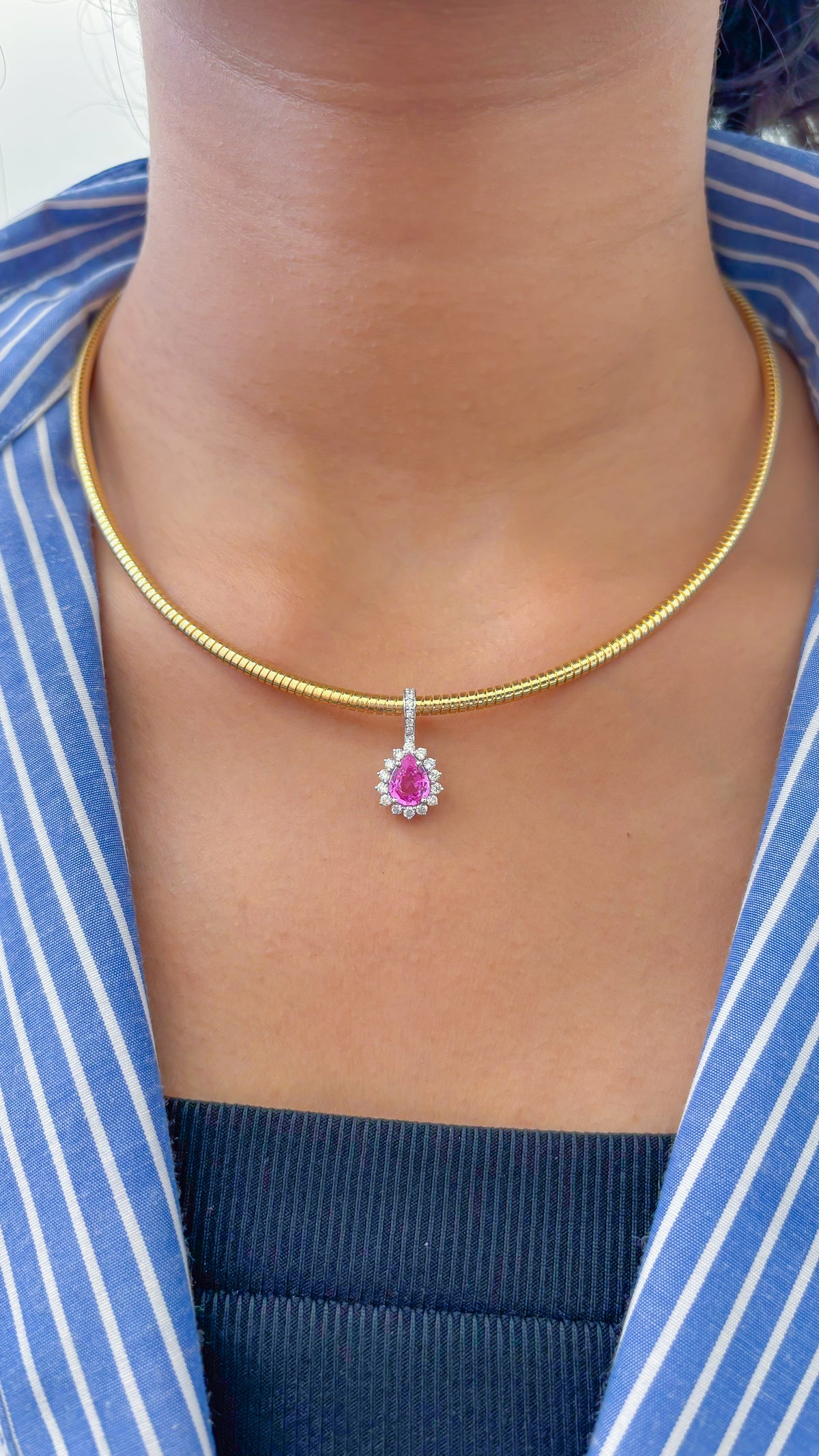 Pink Sapphire Diamond Pendant