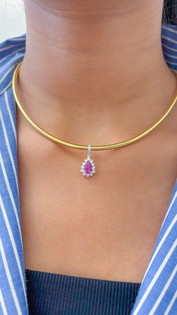 Pink Sapphire Diamond Pendant