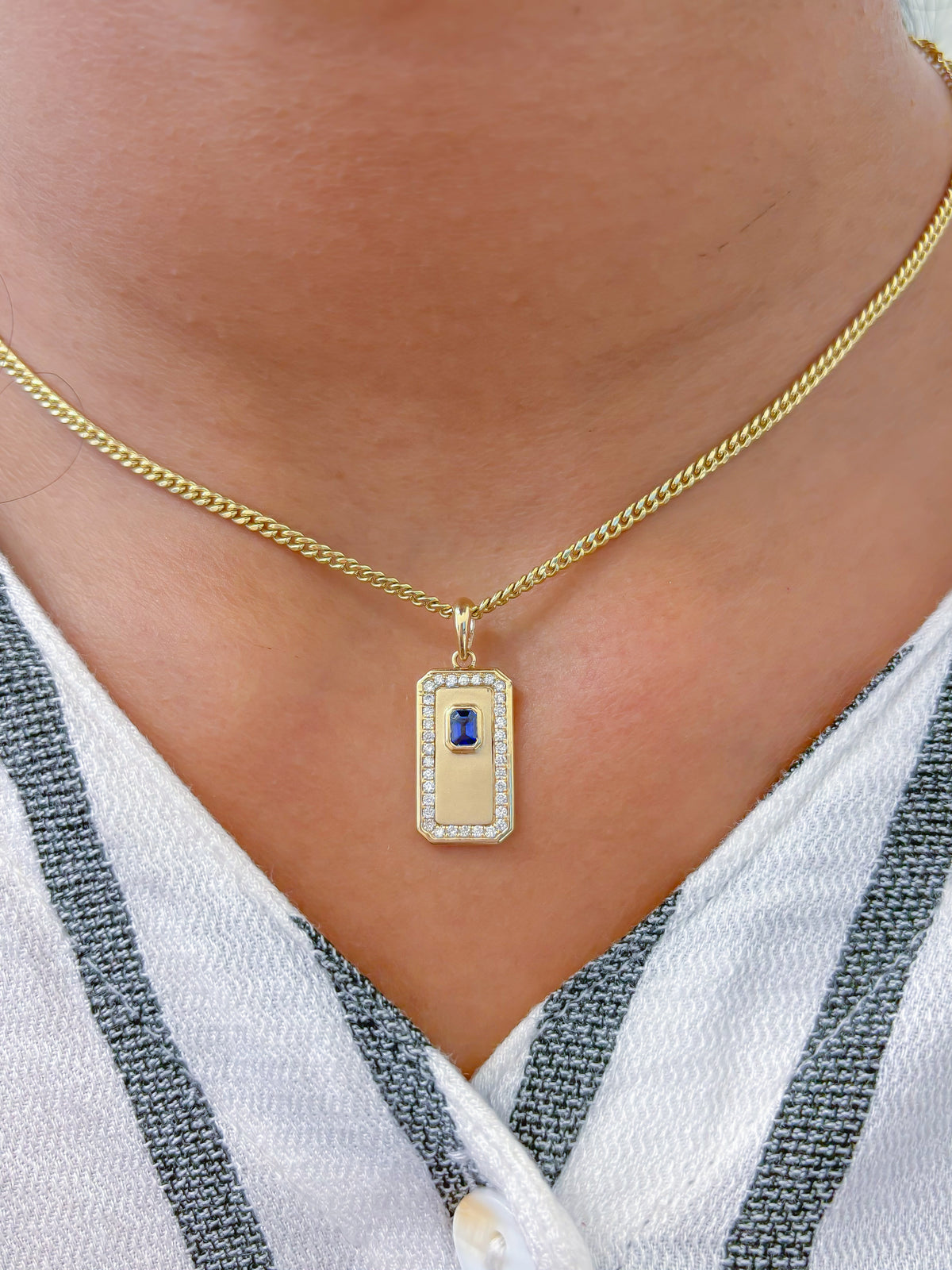 Diamond Blue Sapphire Pendant