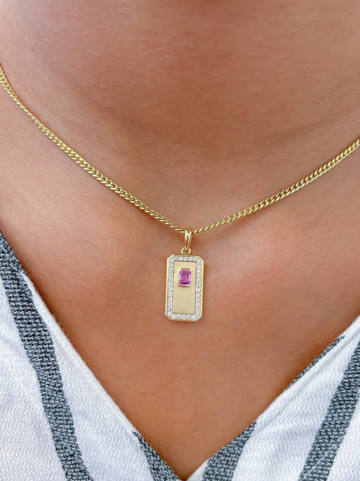 Diamond Pink Sapphire Pendant