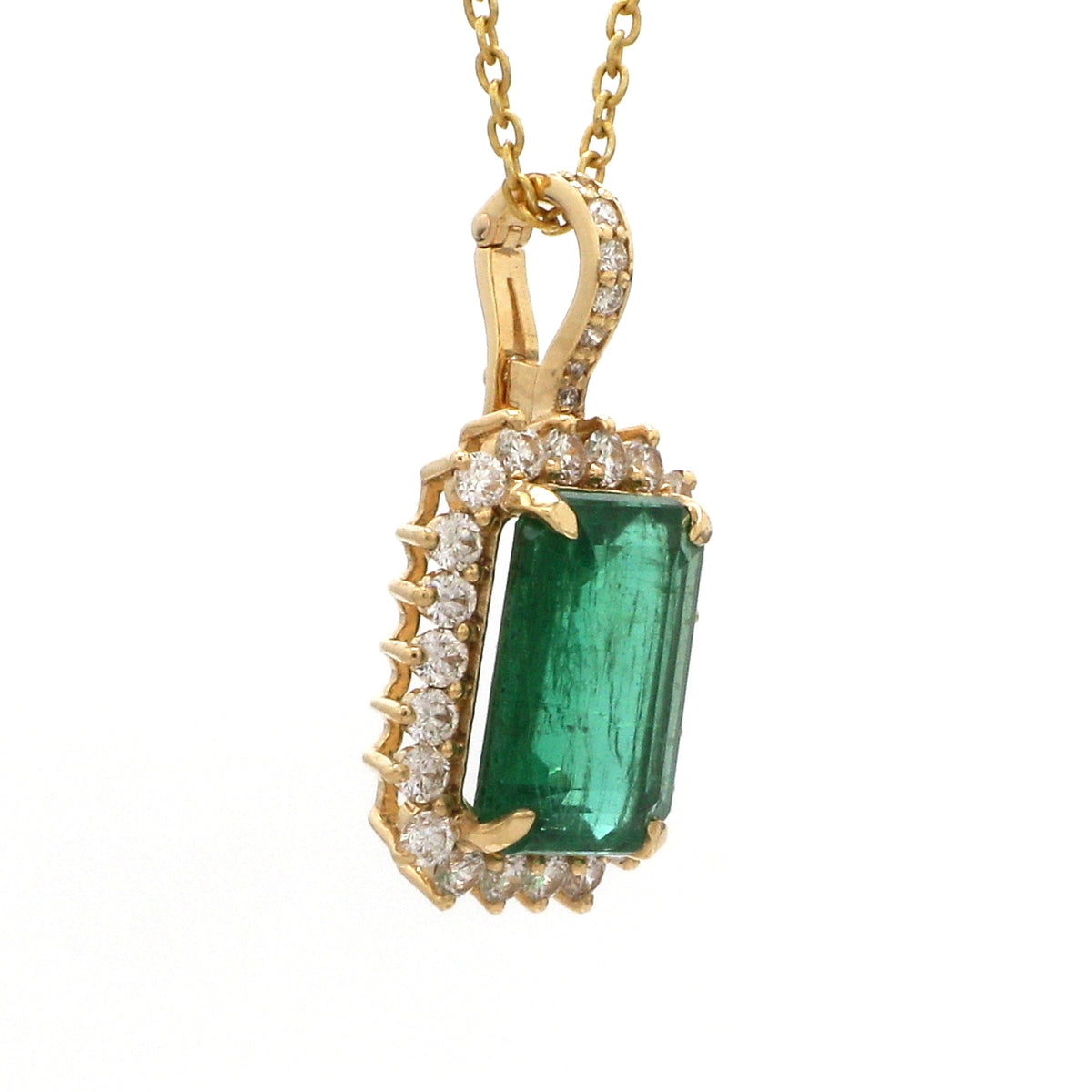 Emerald Octagon Diamond Pendant