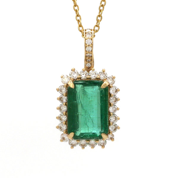 Emerald Octagon Diamond Pendant
