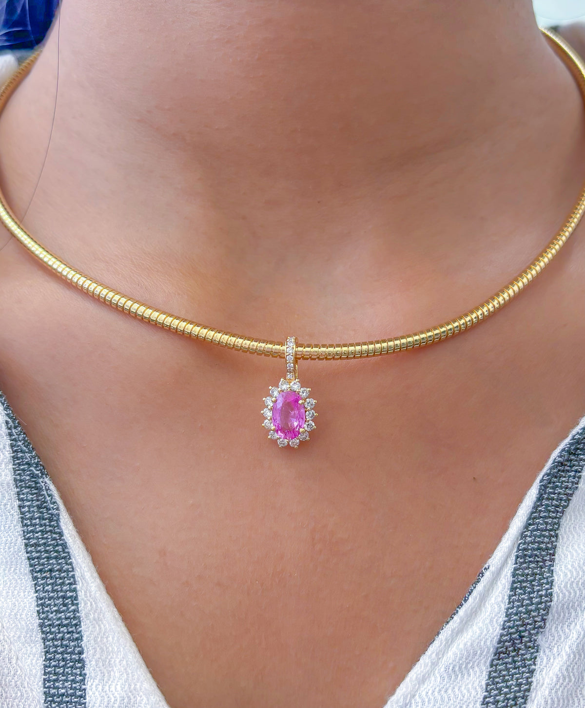 Pink Sapphire Diamond Pendant