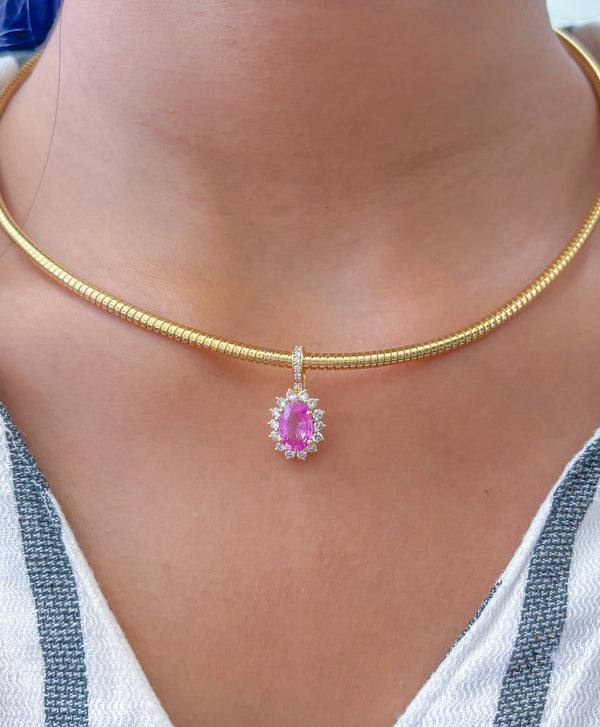 Pink Sapphire Diamond Pendant