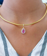 Pink Sapphire Diamond Pendant