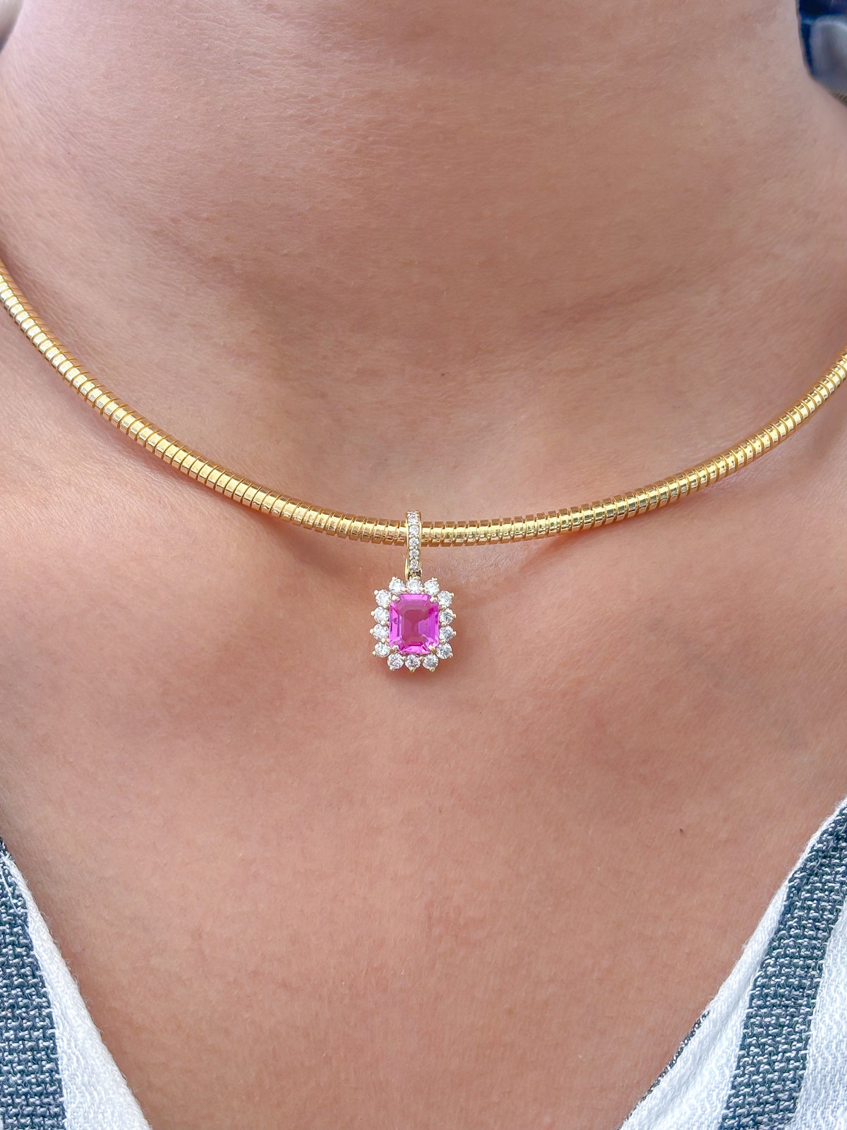 Pink Sapphire Diamond Pendant
