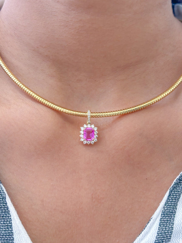 Pink Sapphire Diamond Pendant