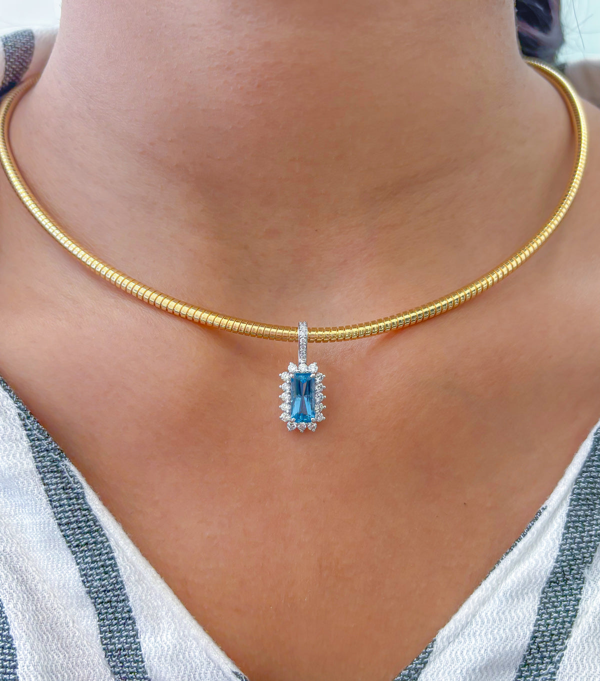 Aquamarine Diamond Pendant