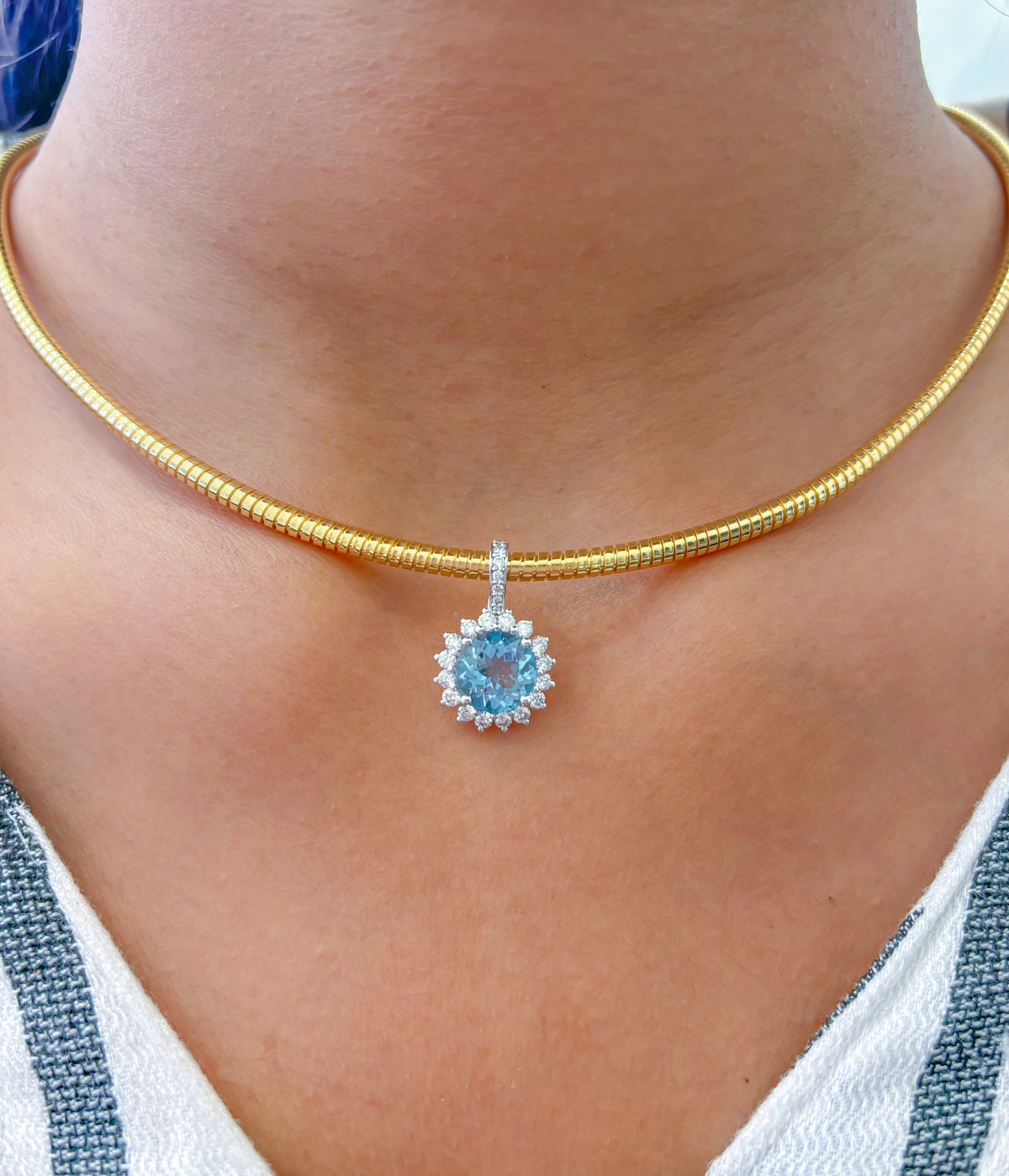 Aquamarine Diamond Pendant