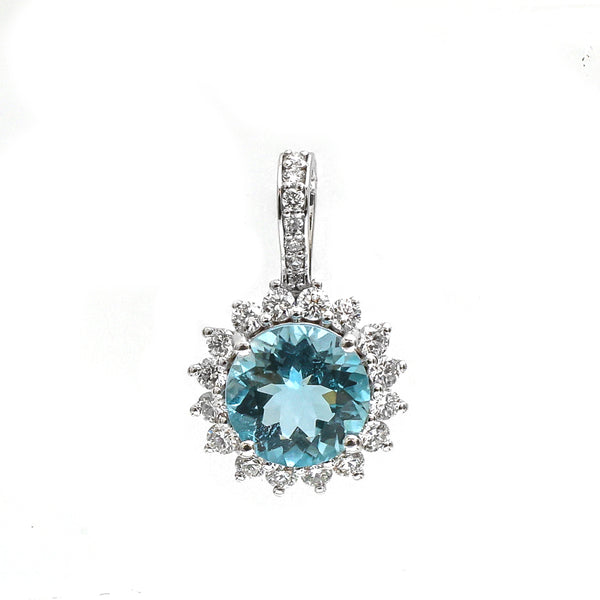 Aquamarine Diamond Pendant
