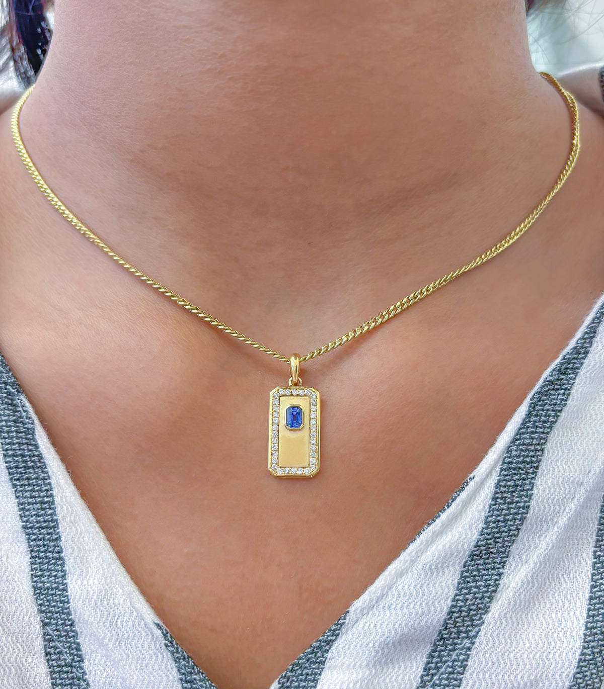 Blue Sapphire Diamond Pendant