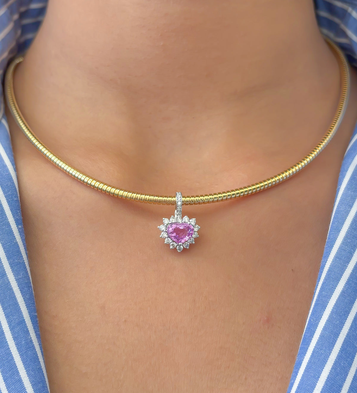 Pink Sapphire Diamond Pendant