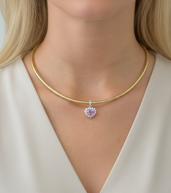 Pink Sapphire Diamond Pendant