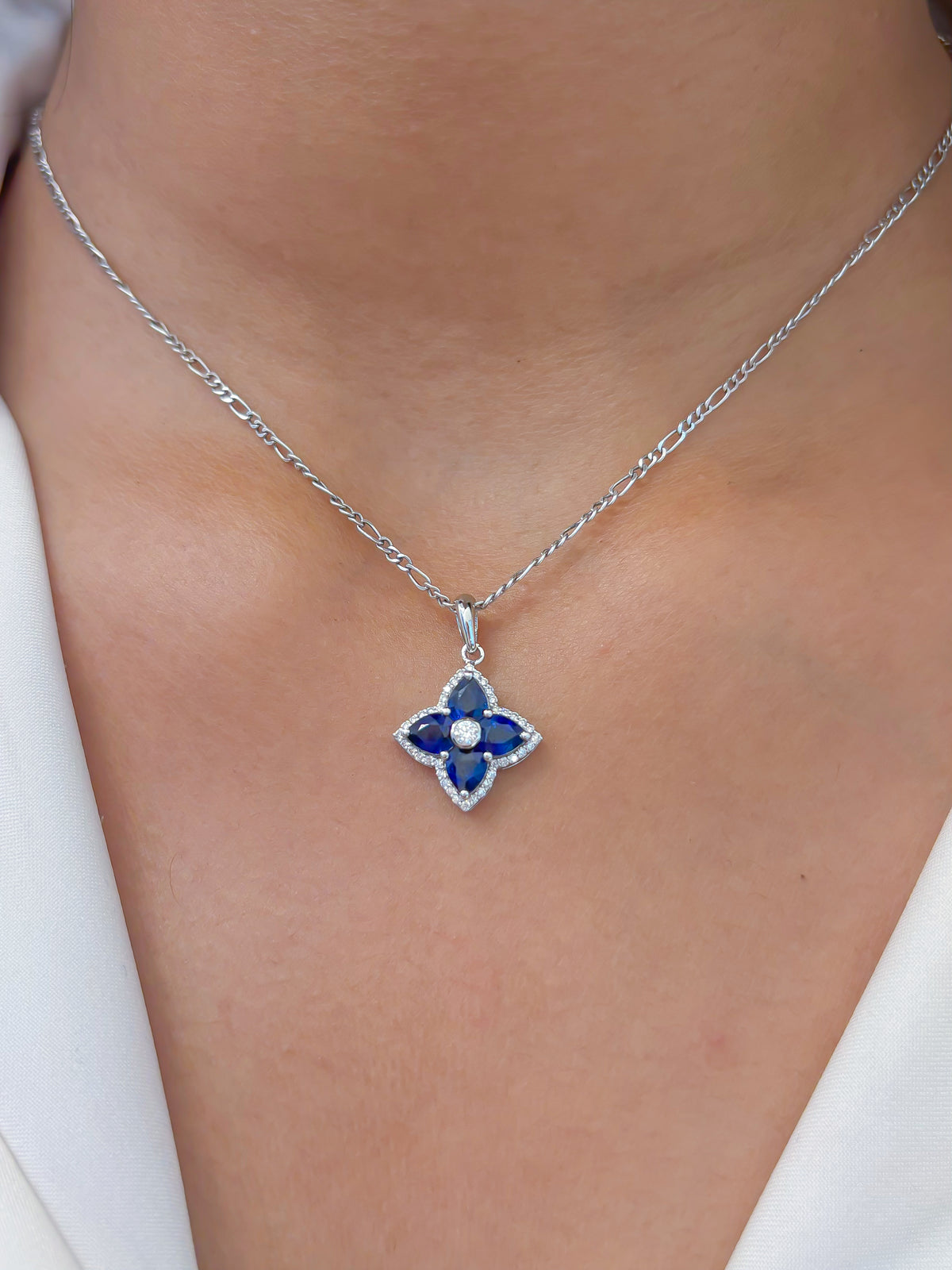 Blue Sapphire Diamond Pendant