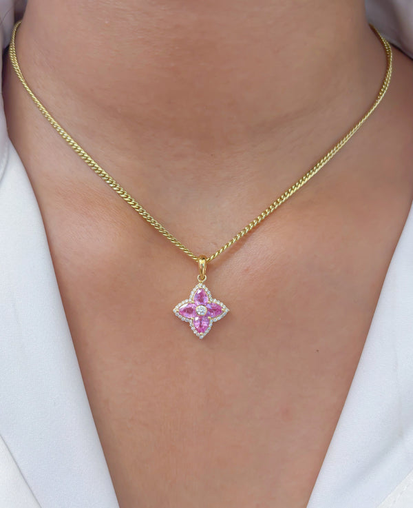 Pink Sapphire Diamond Pendant