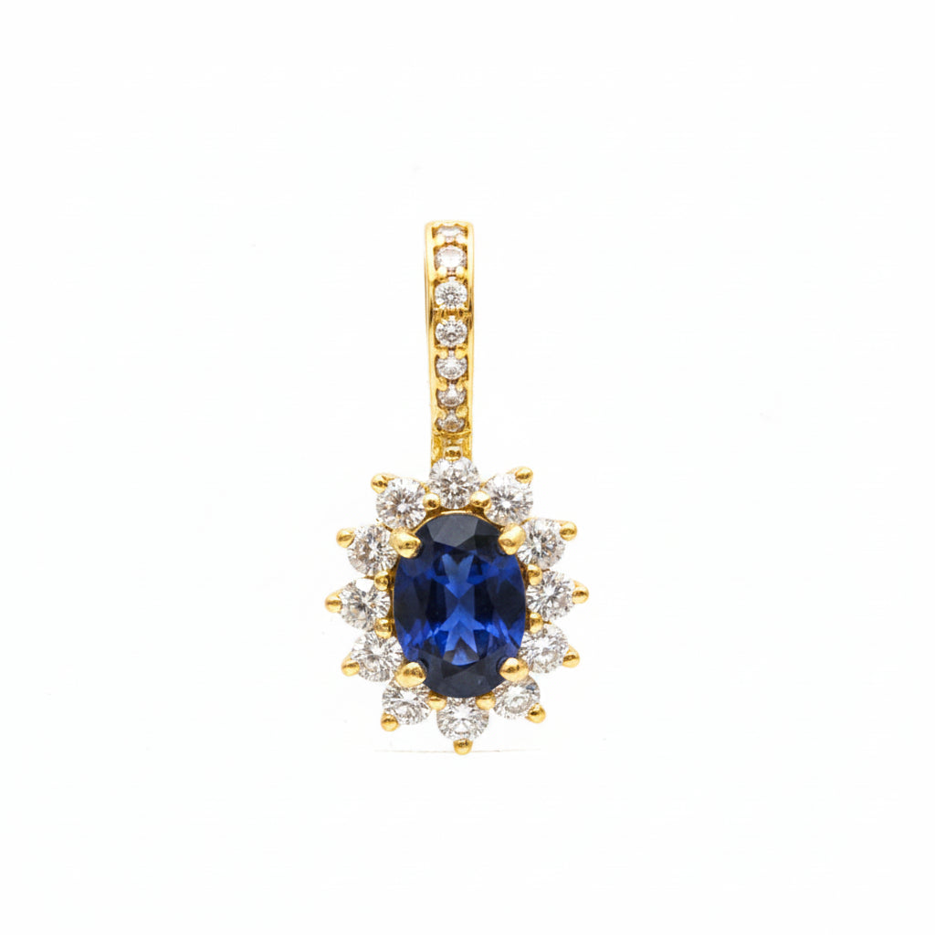 Blue Sapphire Diamond Pendant
