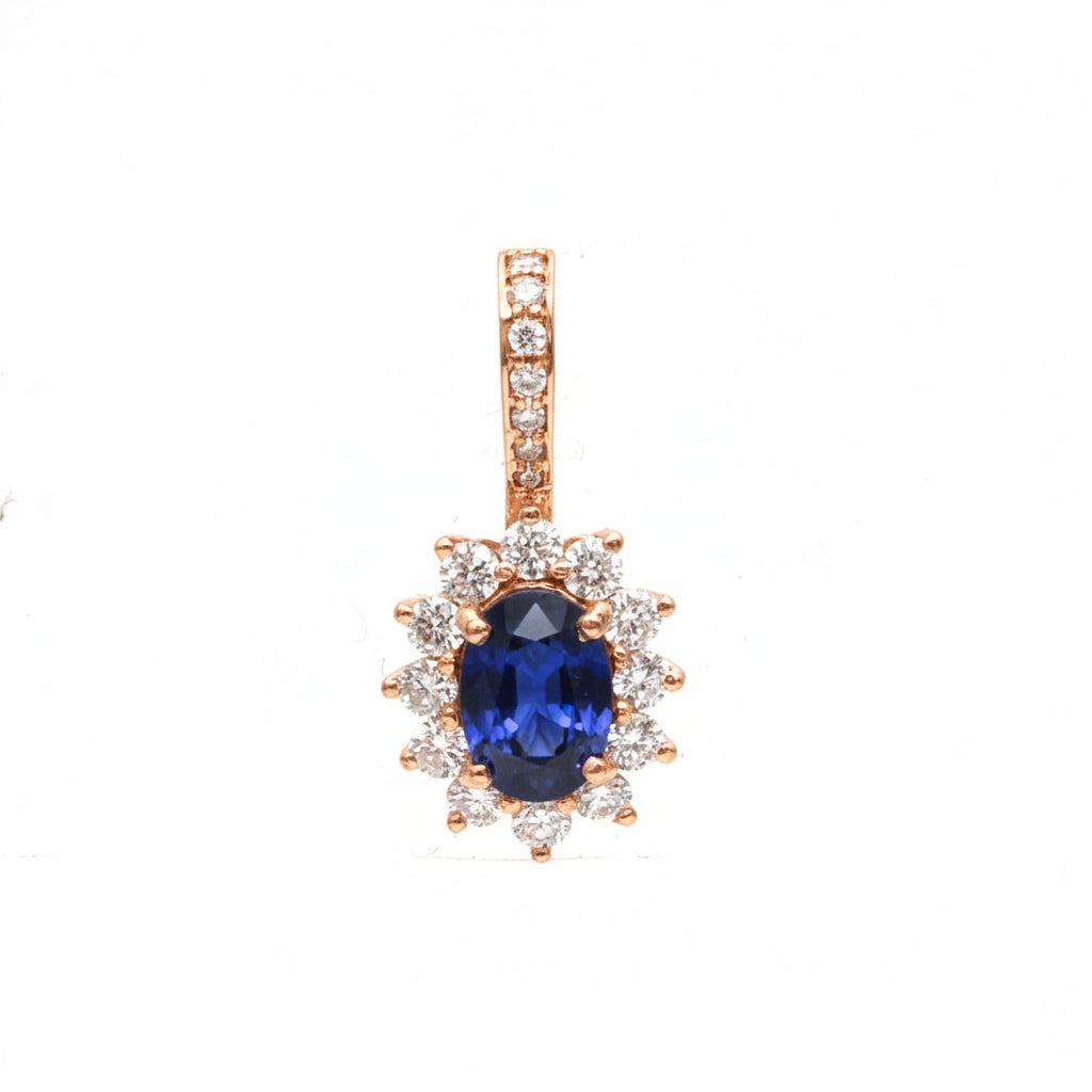Blue Sapphire Diamond Pendant