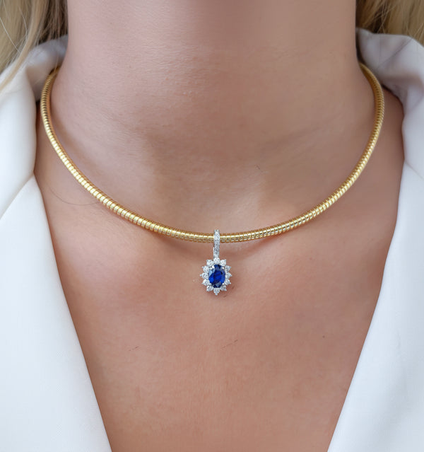Blue Sapphire Diamond Pendant