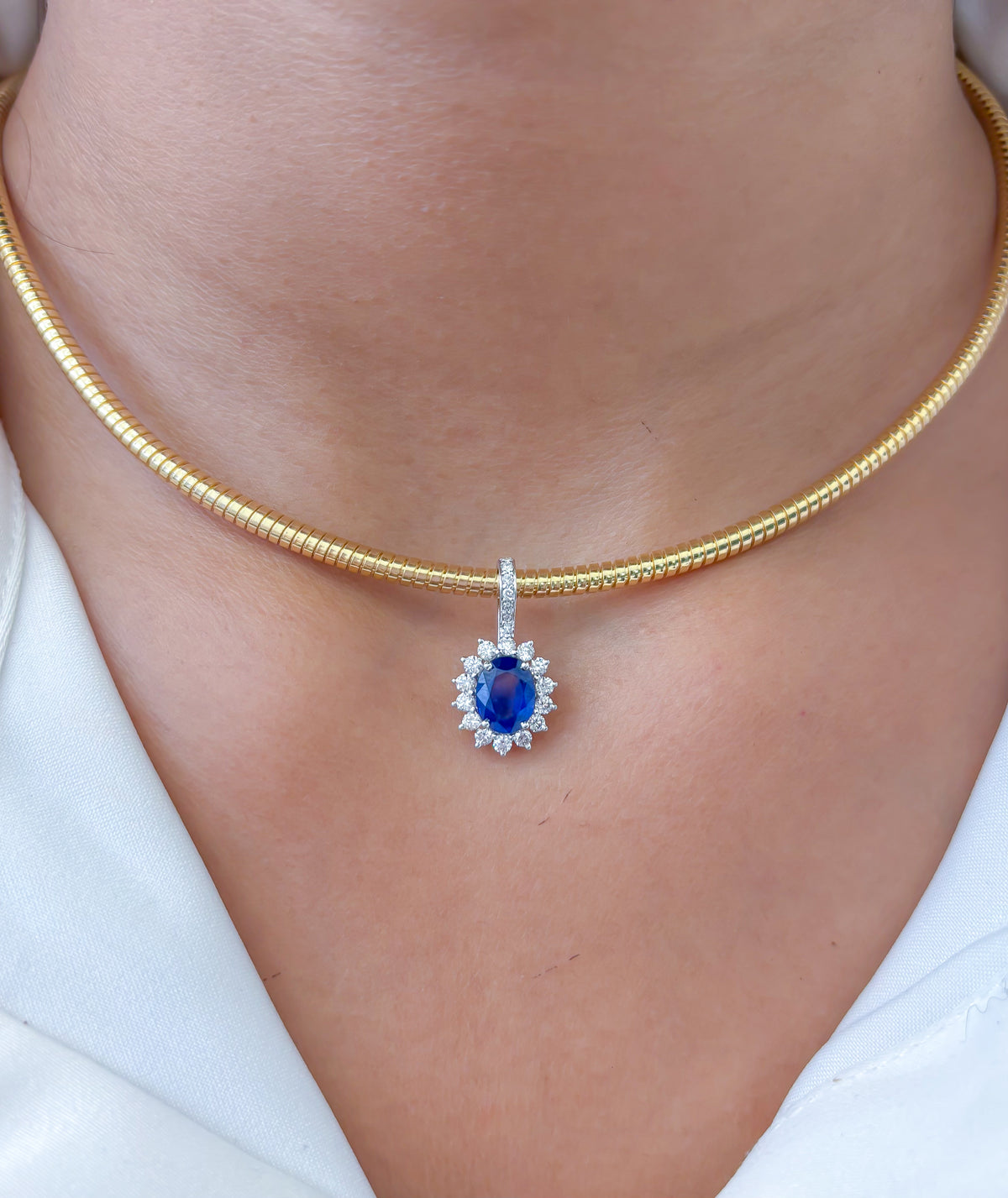 Blue Sapphire Diamond Pendant