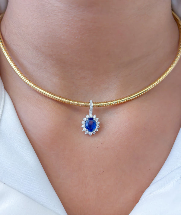 Blue Sapphire Diamond Pendant