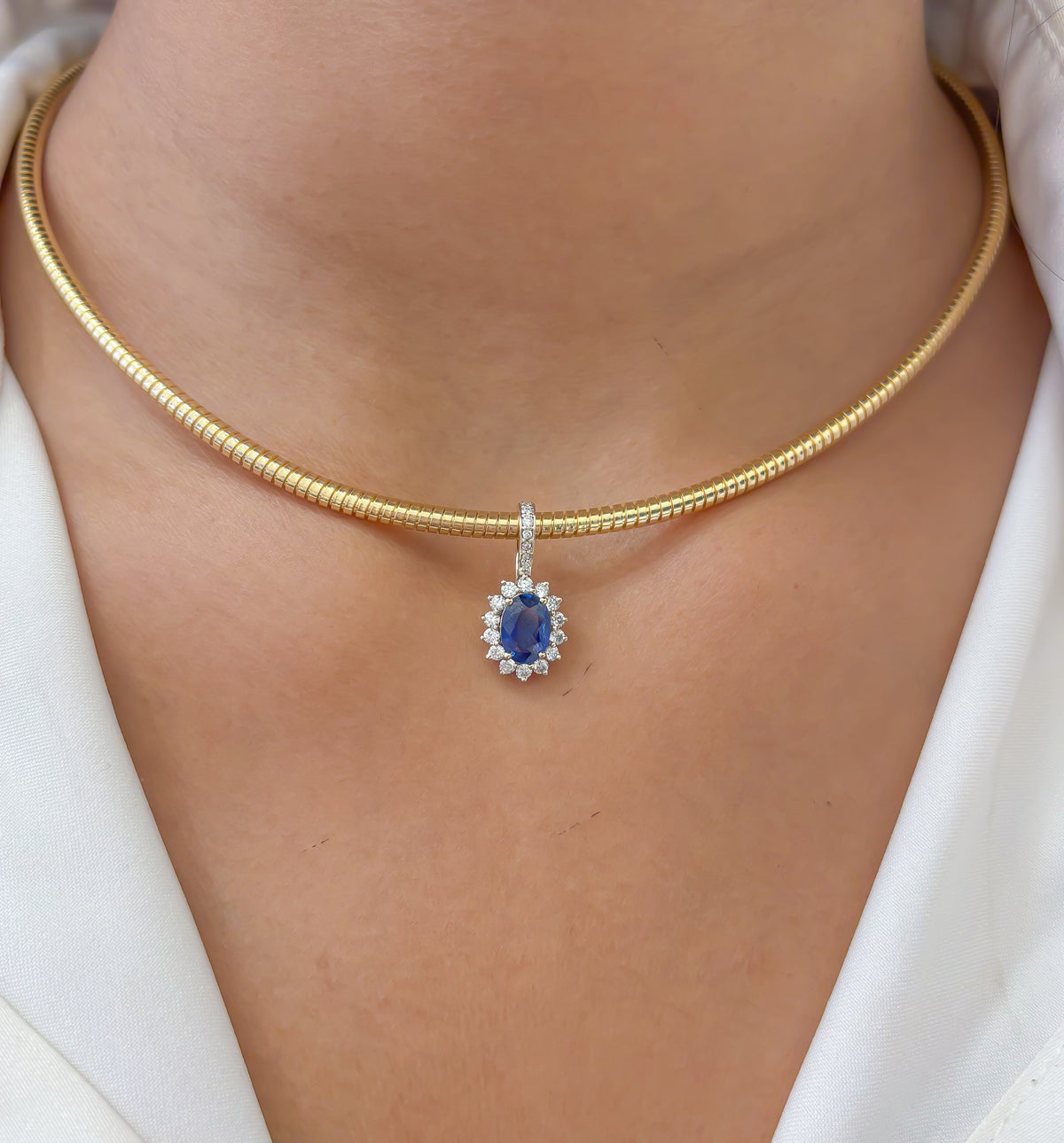 Blue Sapphire Diamond Pendant
