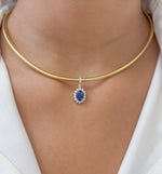 Blue Sapphire Diamond Pendant