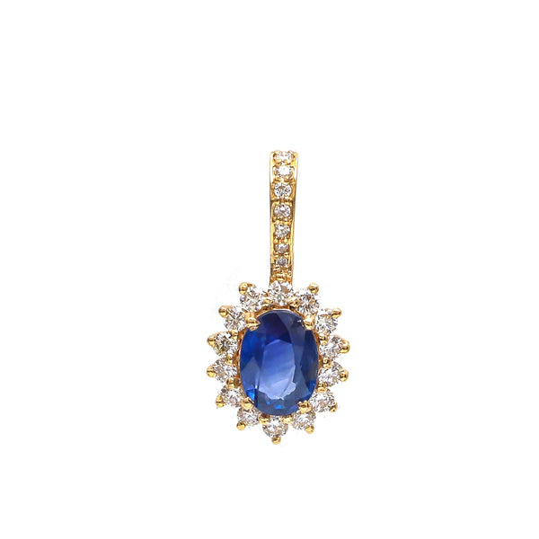 Blue Sapphire Diamond Pendant